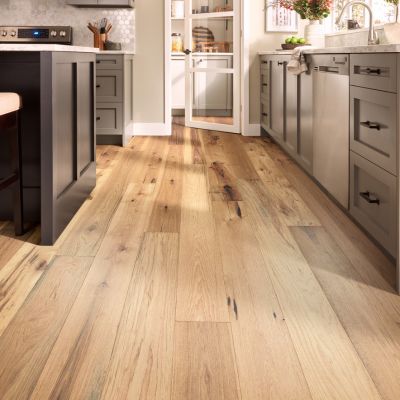 hardwood floors in a bright California kitchen