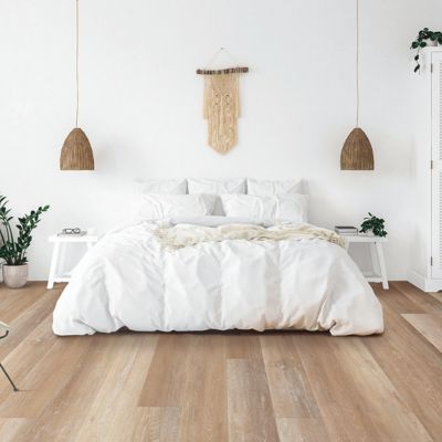 luxury vinyl plank flooring in a bright CA bedroom